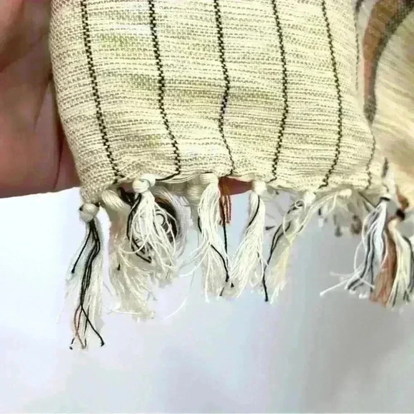 African Elephant Printed Kikoy  Beige Shirt Uganda Woven Hemp Pockets L - Picture 8 of 9